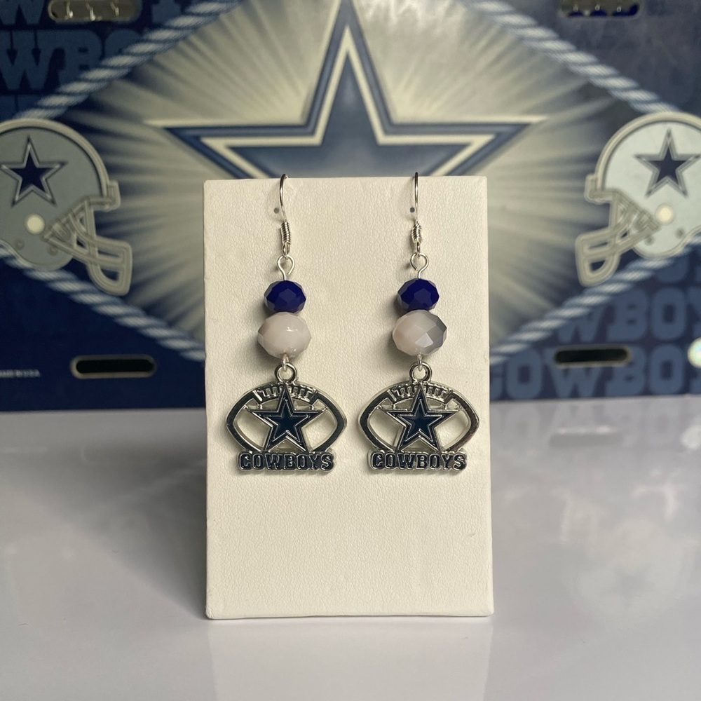 Dallas Cowboys beaded earrings with charm
